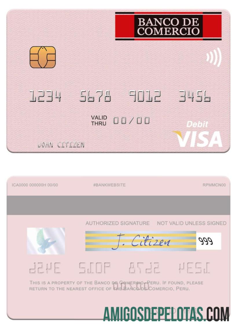 Peru Banco De Comercio Visa Debit Card sample